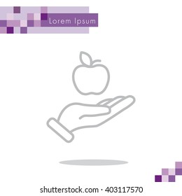 Web line icon. Apple in hand