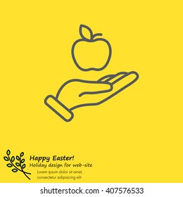 Web line icon. Apple in hand