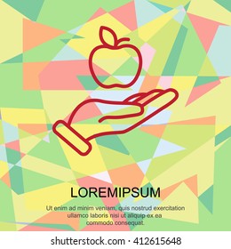 Web line icon. Apple in hand