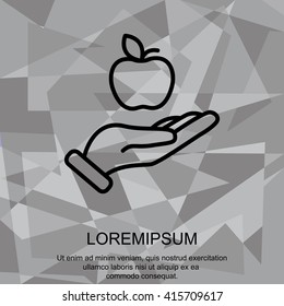 Web line icon. Apple in hand
