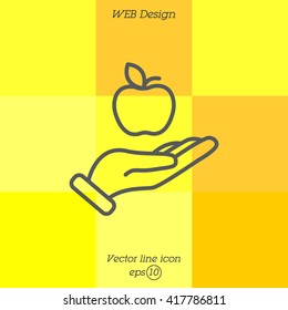 Web line icon. Apple in hand