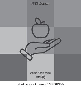 Web line icon. Apple in hand