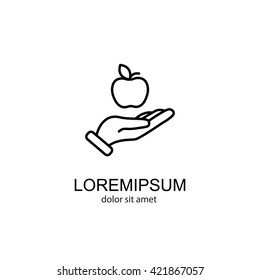 Web line icon. Apple in hand