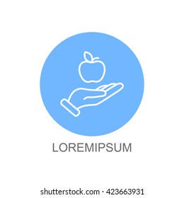 Web line icon. Apple in hand