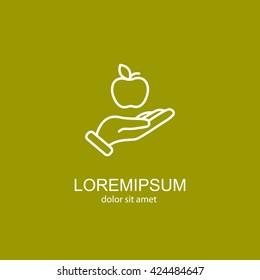 Web line icon. Apple in hand