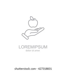 Web line icon. Apple in hand