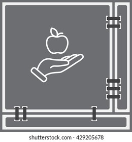 Web line icon. Apple in hand