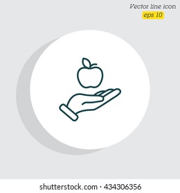 Web line icon. Apple in hand