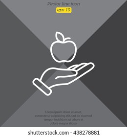 Web line icon. Apple in hand