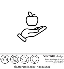 Web line icon. Apple in hand