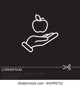 Web line icon. Apple in hand