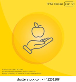 Web line icon. Apple in hand