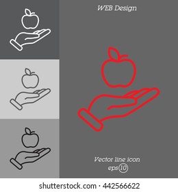 Web line icon. Apple in hand