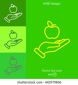 Web line icon. Apple in hand