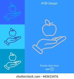 Web line icon. Apple in hand