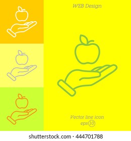 Web line icon. Apple in hand