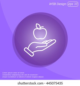 Web line icon. Apple in hand