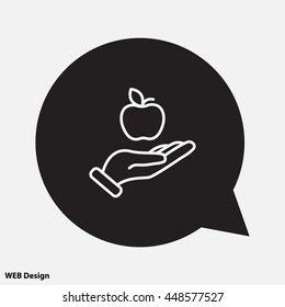 Web line icon. Apple in hand