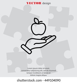 Web line icon. Apple in hand