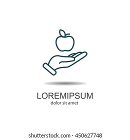 Web line icon. Apple in hand