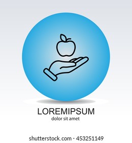 Web line icon. Apple in hand
