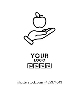 Web line icon. Apple in hand