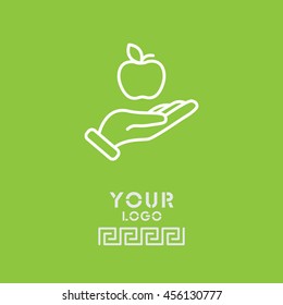 Web line icon. Apple in hand