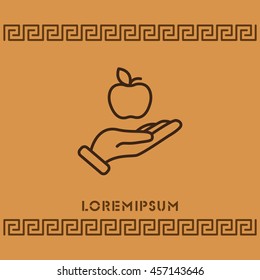 Web line icon. Apple in hand