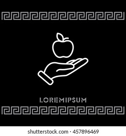 Web line icon. Apple in hand