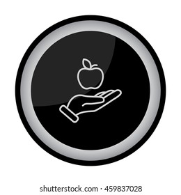 Web line icon. Apple in hand