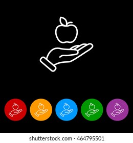 Web line icon. Apple in hand