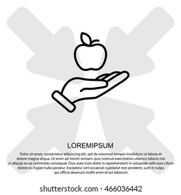 Web line icon. Apple in hand