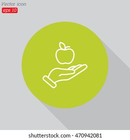 Web line icon. Apple in hand