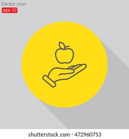 Web line icon. Apple in hand