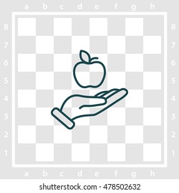 Web line icon. Apple in hand