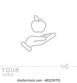 Web line icon. Apple in hand