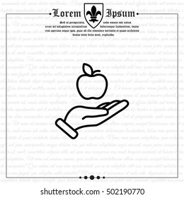 Web line icon. Apple in hand