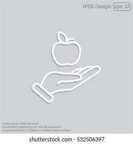 Web line icon. Apple in hand