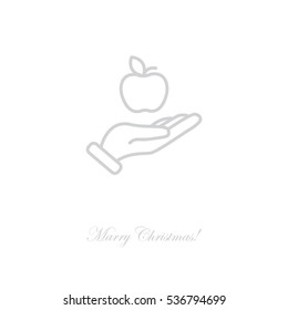 Web line icon. Apple in hand