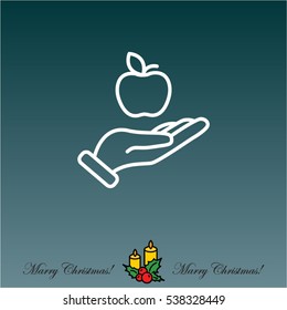 Web line icon. Apple in hand