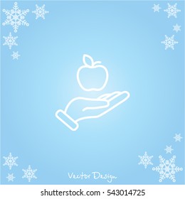Web line icon. Apple in hand