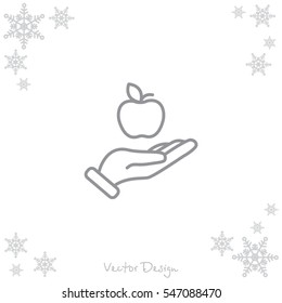 Web line icon. Apple in hand
