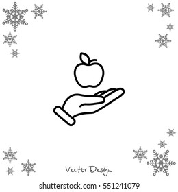 Web line icon. Apple in hand