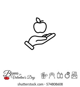 Web line icon. Apple in hand