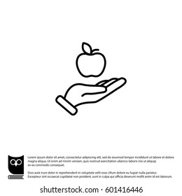 Web line icon. Apple in hand