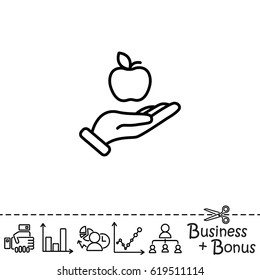 Web line icon. Apple in hand