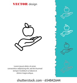 Web line icon. Apple in hand