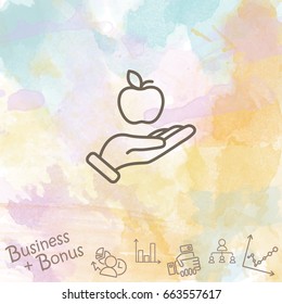 Web line icon. Apple in hand
