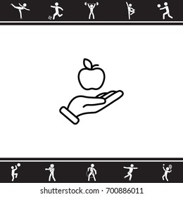Web line icon. Apple in hand