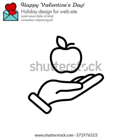 Web line icon. Apple in hand